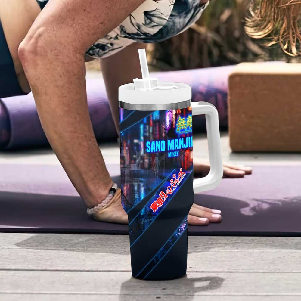 Sano Manjiro Mikey Tumbler With Handle Neon Tokyo Gang Aesthetic Style TS04 Sano Manjiro Mikey Tumbler With Handle Neon Tokyo Gang Aesthetic Style TS04