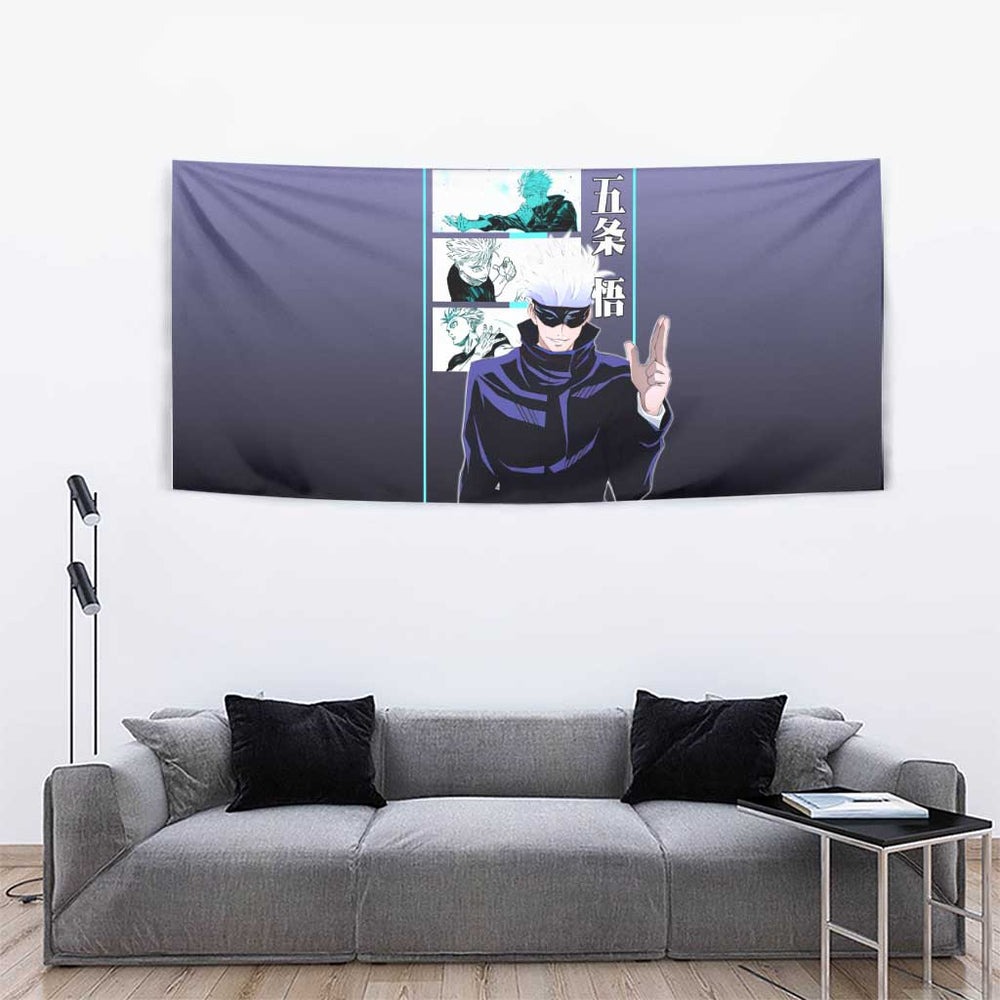 Satoru Gojo from Jujutsu Kaisen Tumbler With Handle with Purple and Blue Background and Multiple Poses Design TS04