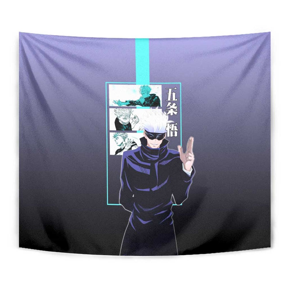 Satoru Gojo from Jujutsu Kaisen Tumbler With Handle with Purple and Blue Background and Multiple Poses Design TS04