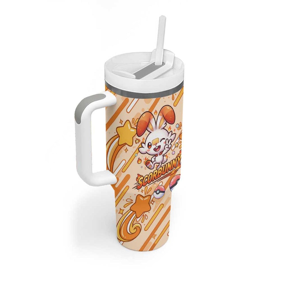 Scorbunny Tumbler With Handle Energetic Fire Starburst Art TS04