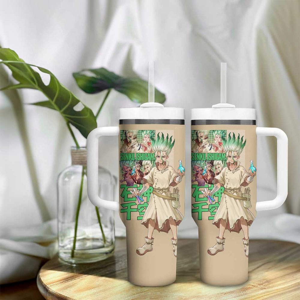Senku Ishigami Dr. Stone Tumbler With Handle with Science Experiment Pose and Innovative Genius Design TS04 Senku Ishigami Dr. Stone Tumbler With Handle with Science Experiment Pose and Innovative Genius Design TS04