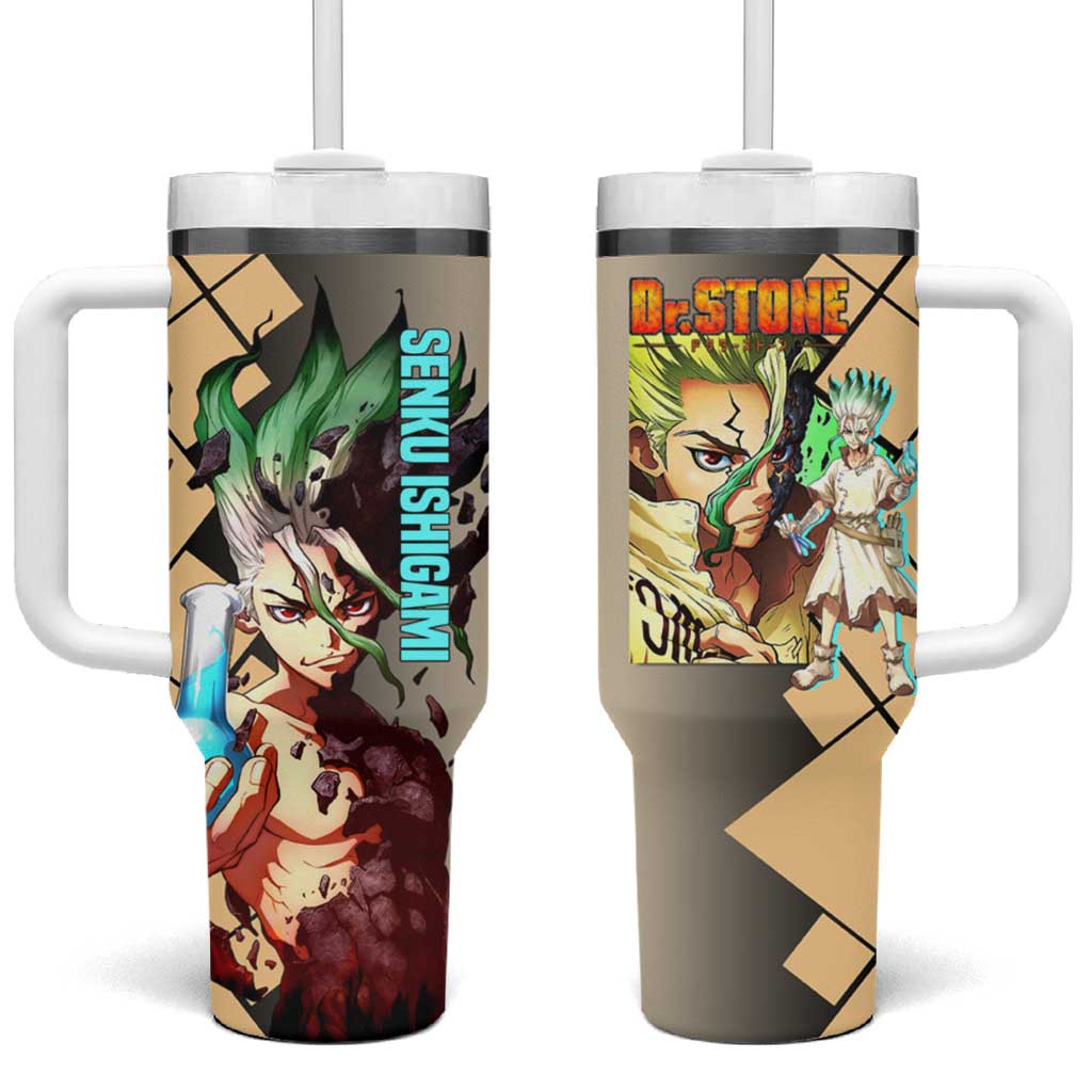 Senku Ishigami Dr. Stone Tumbler With Handle with Science Experiment Pose and Innovative Genius Design TS04