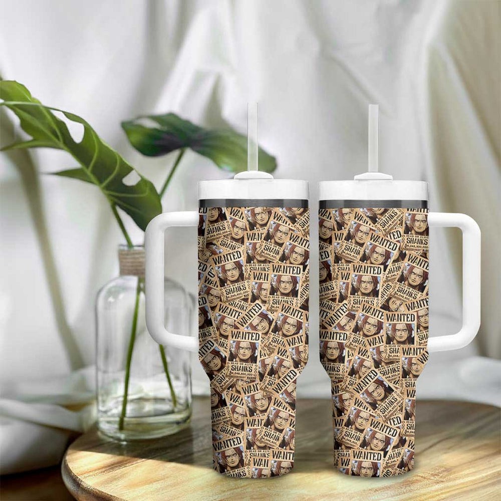 Shank Wanted - One Piece Tumbler With Handle Anime Style TS04 Shank Wanted - One Piece Tumbler With Handle Anime Style TS04