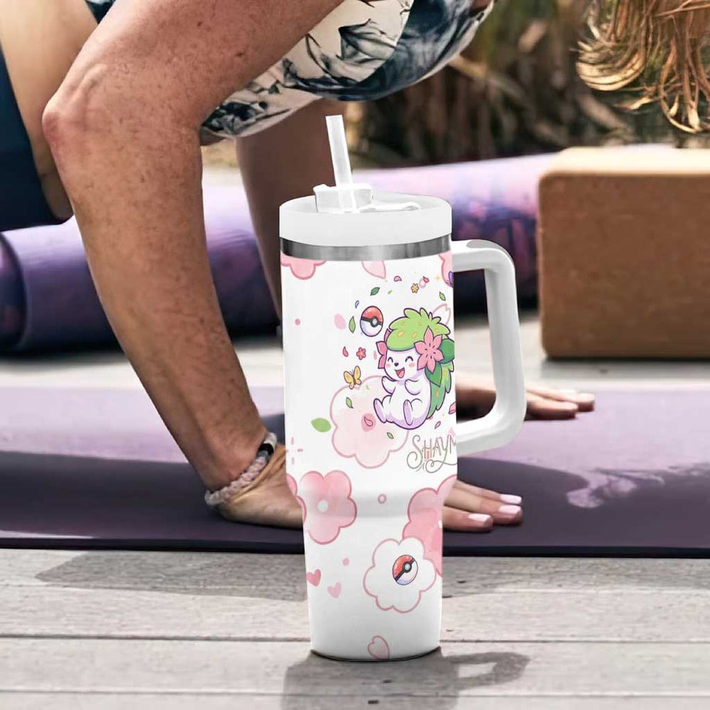Shaymin Tumbler With Handle Floral Pastel Blossom Art TS04 Shaymin Tumbler With Handle Floral Pastel Blossom Art TS04