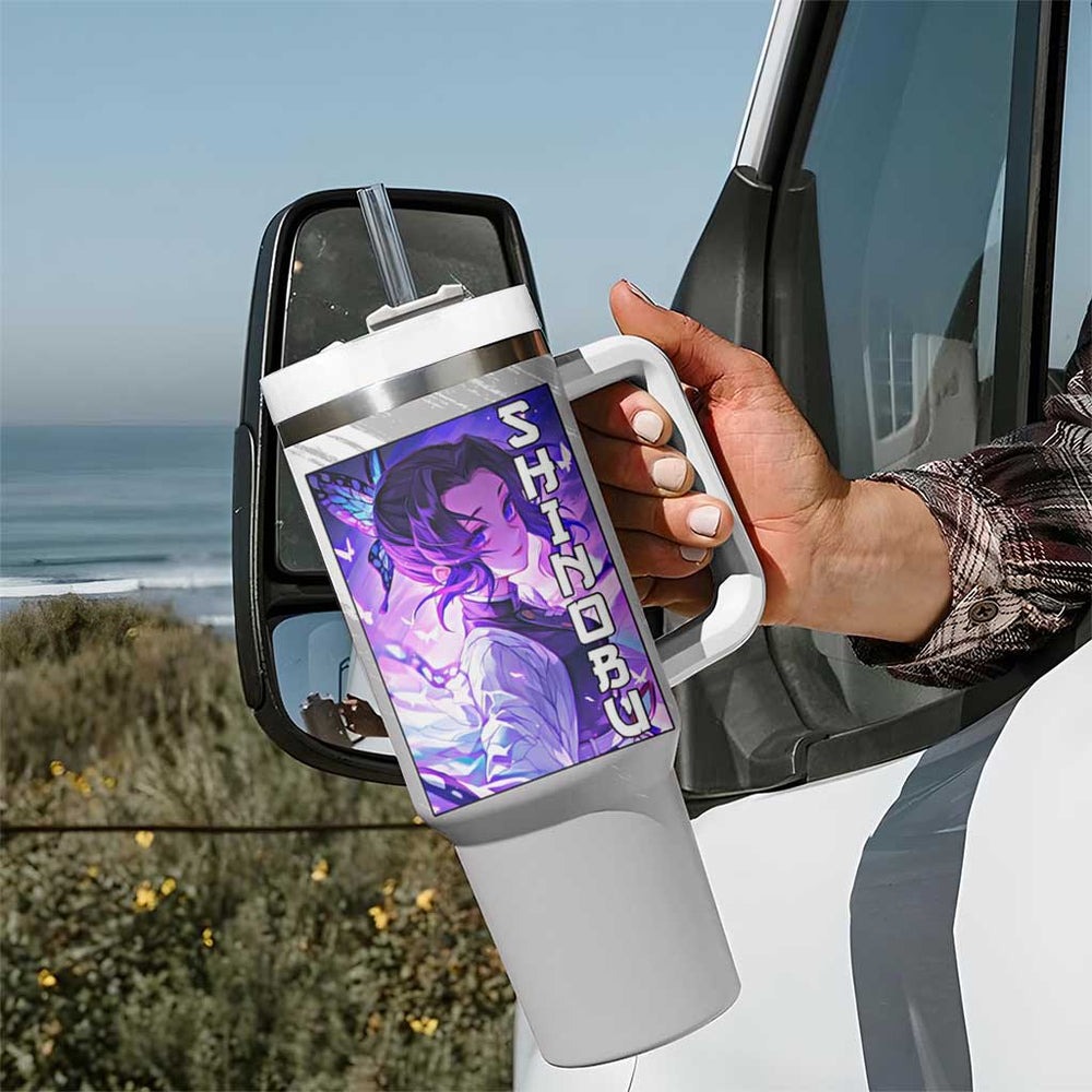 Shinobu Kochou - Demon Slayer Tumbler With Handle Anime Style TS04 Shinobu Kochou - Demon Slayer Tumbler With Handle Anime Style TS04