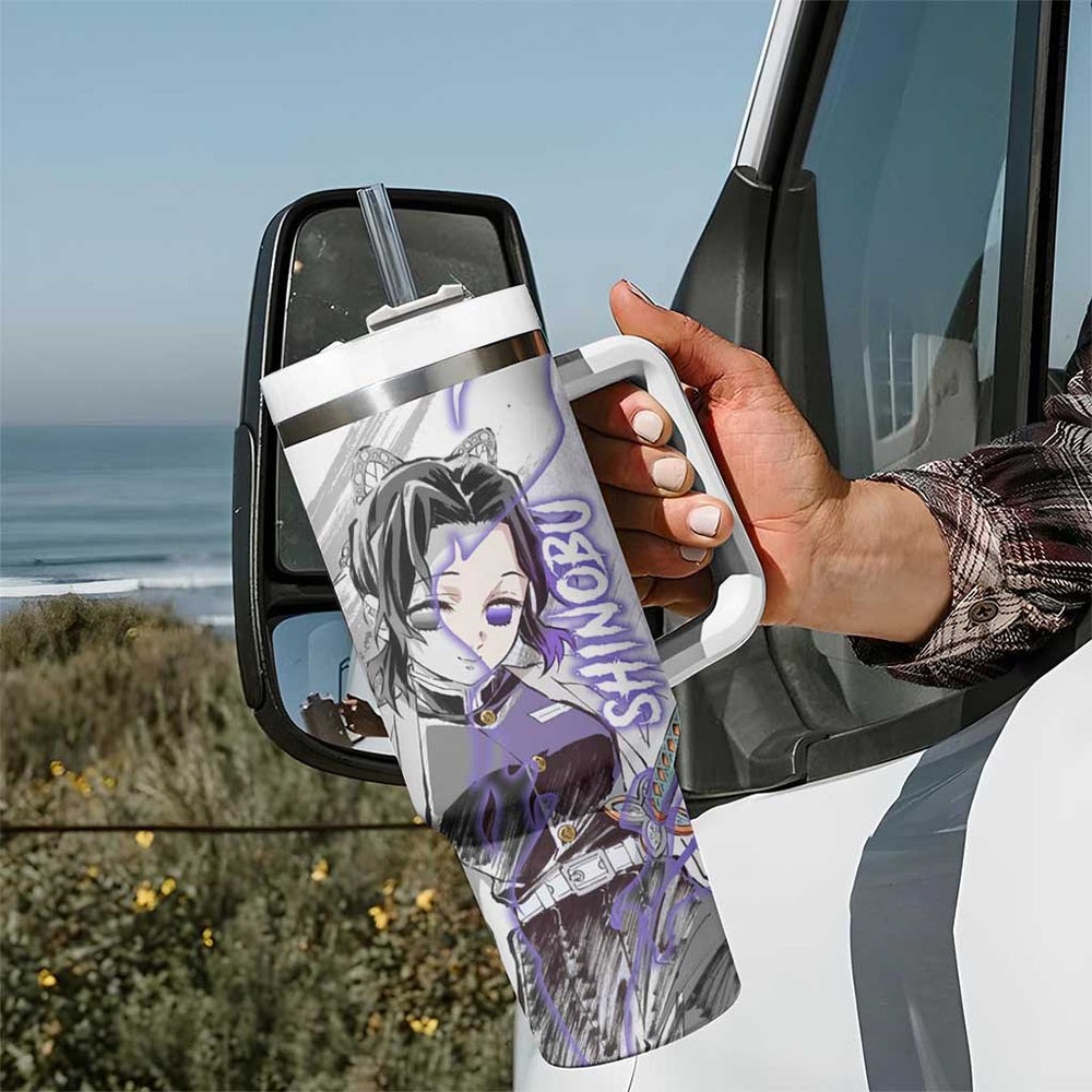 Shinobu Kochou - Semon Slayer Tumbler With Handle Anime Style TS04 Shinobu Kochou - Semon Slayer Tumbler With Handle Anime Style TS04