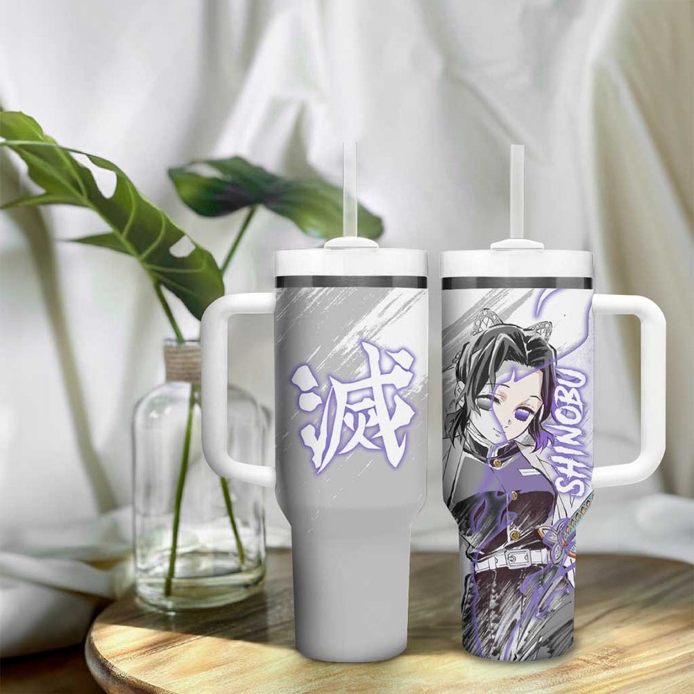 Shinobu Kochou - Semon Slayer Tumbler With Handle Anime Style TS04 Shinobu Kochou - Semon Slayer Tumbler With Handle Anime Style TS04