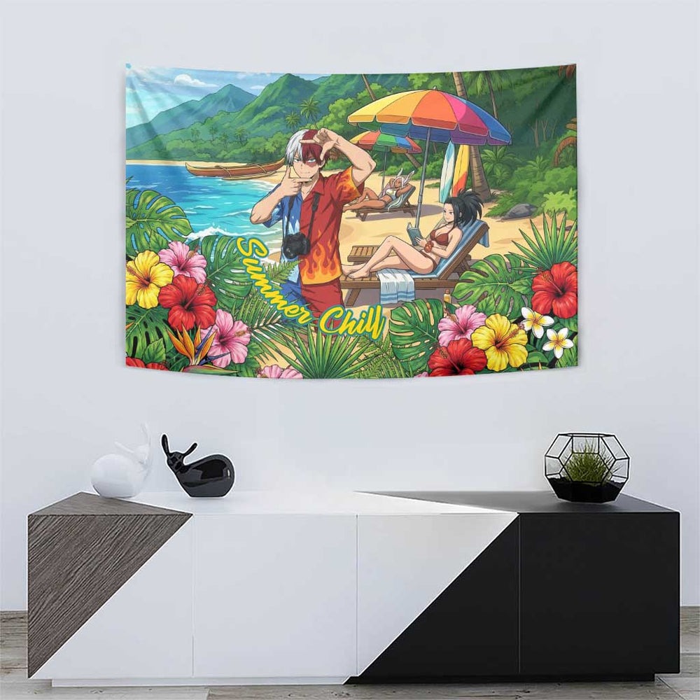 Shoto Todoroki Summer Chill Tumbler With Handle Tropical Anime Leisure Scene TS04