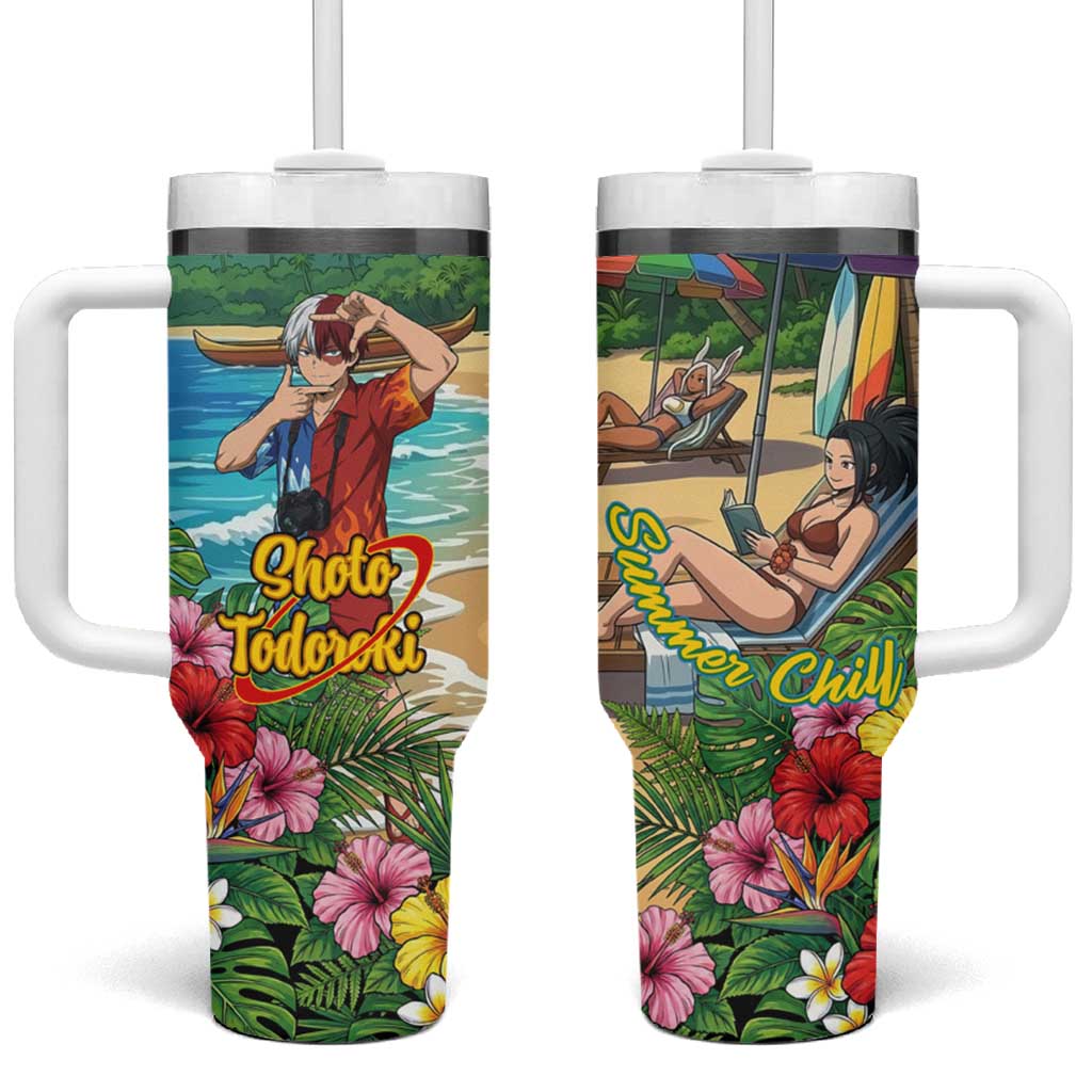 Shoto Todoroki Summer Chill Tumbler With Handle Tropical Anime Leisure Scene TS04