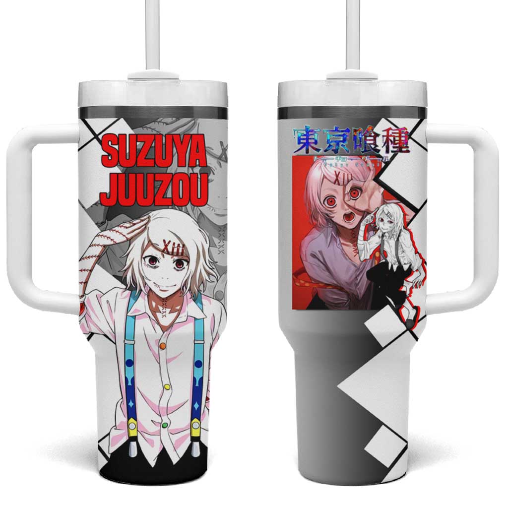 Shu Tsukiyama Tokyo Ghoul Tumbler With Handle with Masked Combat Pose and Intense Action Design TS04