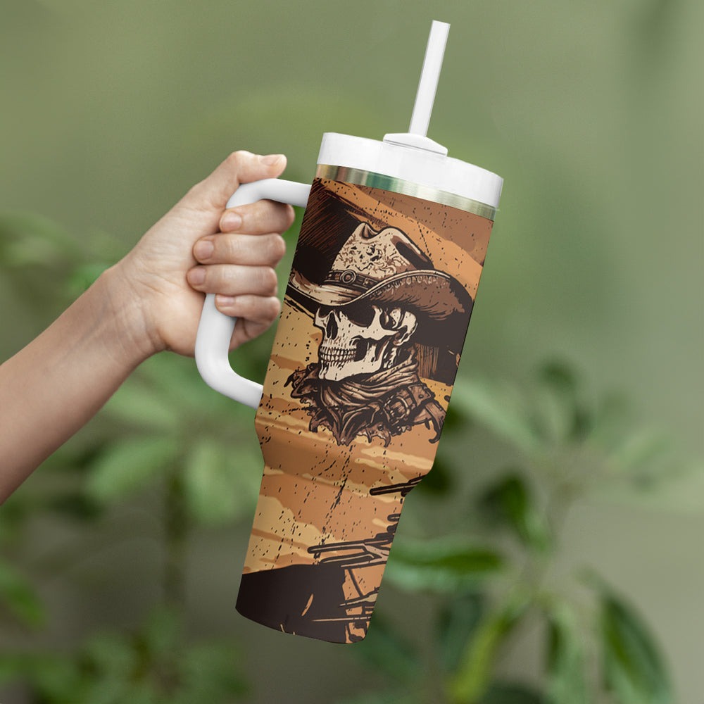 Skull Cowboy Tumbler With Handle Rise Em Cowboy TS04 Skull Cowboy Tumbler With Handle Rise Em Cowboy TS04