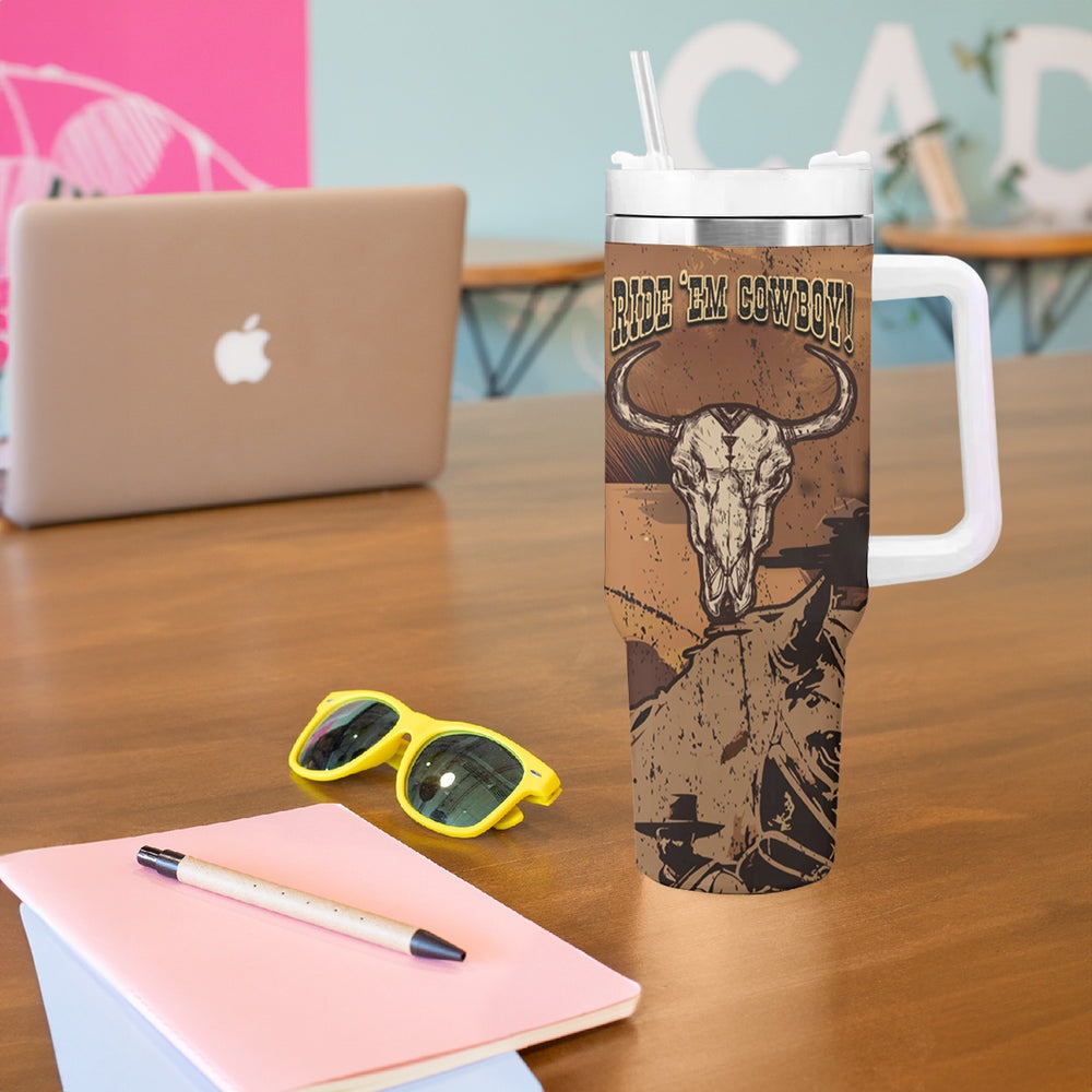 Skull Cowboy Tumbler With Handle Rise Em Cowboy TS04 Skull Cowboy Tumbler With Handle Rise Em Cowboy TS04