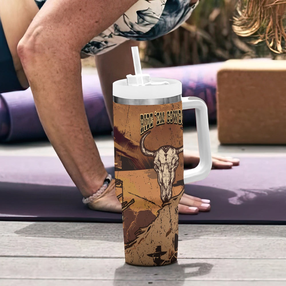 Skull Cowboy Tumbler With Handle Rise Em Cowboy TS04 Skull Cowboy Tumbler With Handle Rise Em Cowboy TS04