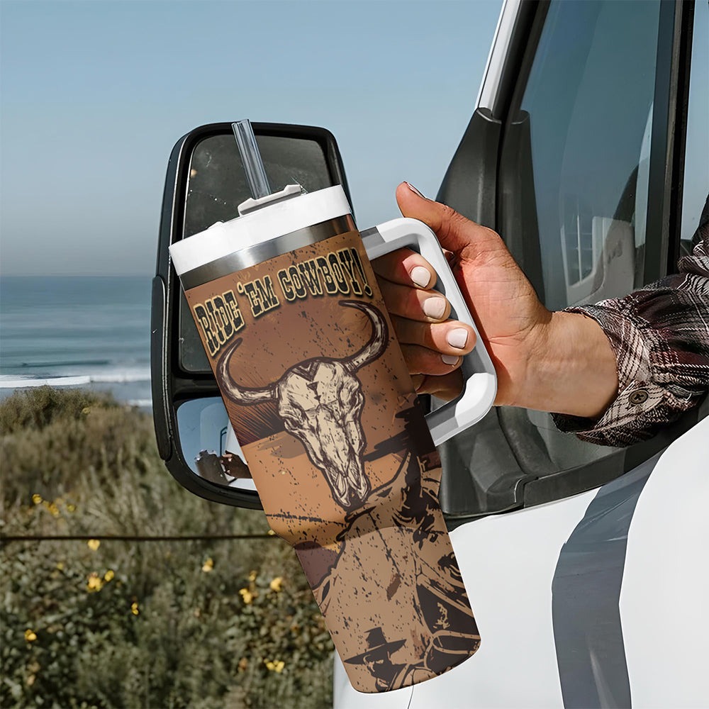 Skull Cowboy Tumbler With Handle Rise Em Cowboy TS04 Skull Cowboy Tumbler With Handle Rise Em Cowboy TS04