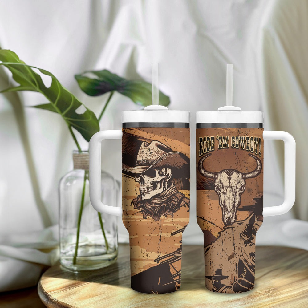 Skull Cowboy Tumbler With Handle Rise Em Cowboy TS04 Skull Cowboy Tumbler With Handle Rise Em Cowboy TS04