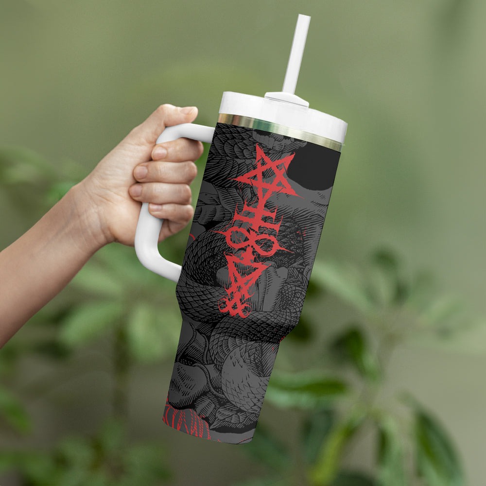 Skull Horror - Satan Symbol Grunge Tumbler With Handle TS04