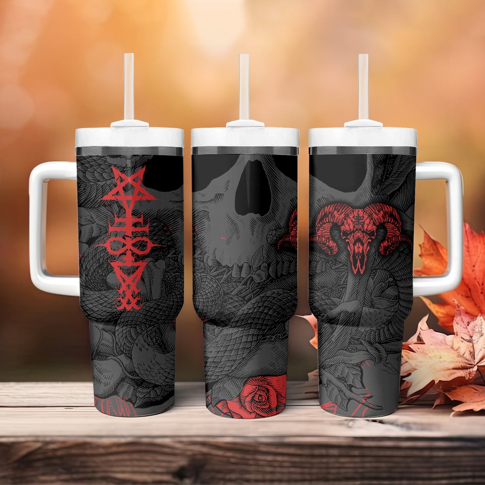 Skull Horror - Satan Symbol Grunge Tumbler With Handle TS04