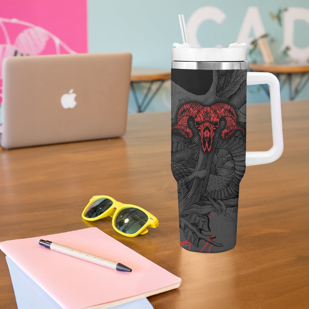 Skull Horror - Satan Symbol Grunge Tumbler With Handle TS04