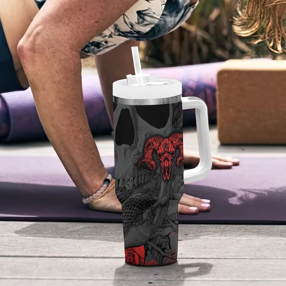 Skull Horror - Satan Symbol Grunge Tumbler With Handle TS04