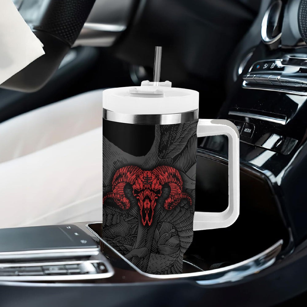 Skull Horror - Satan Symbol Grunge Tumbler With Handle TS04