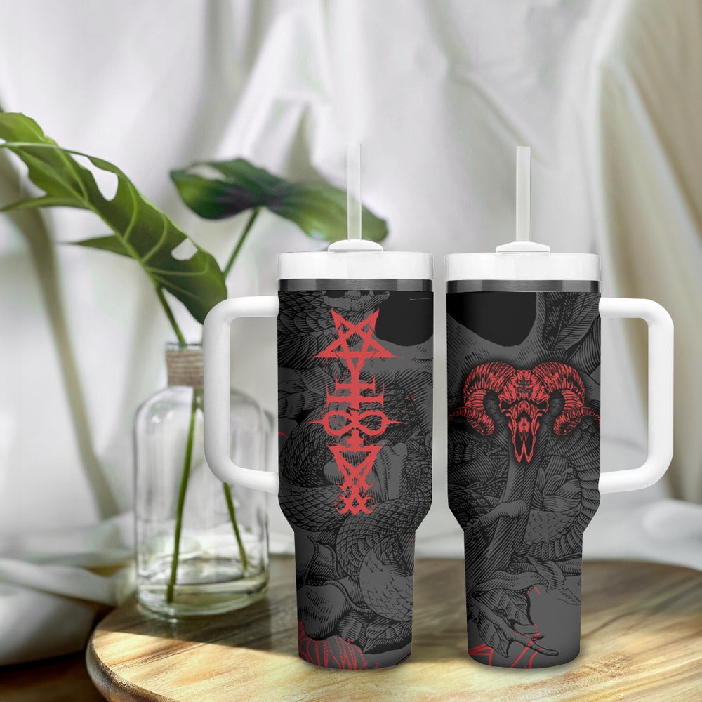 Skull Horror - Satan Symbol Grunge Tumbler With Handle TS04