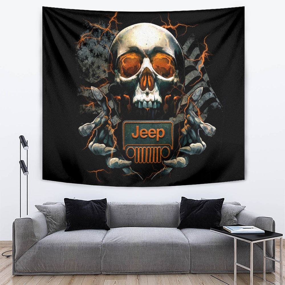 Skull Jeep Tapestry Skull Flag Jeep Life DT01 Skull Jeep Tapestry Skull Flag Jeep Life DT01