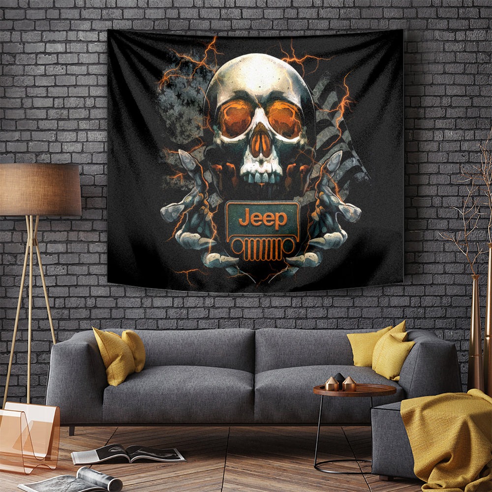 Skull Jeep Tapestry Skull Flag Jeep Life DT01 Skull Jeep Tapestry Skull Flag Jeep Life DT01