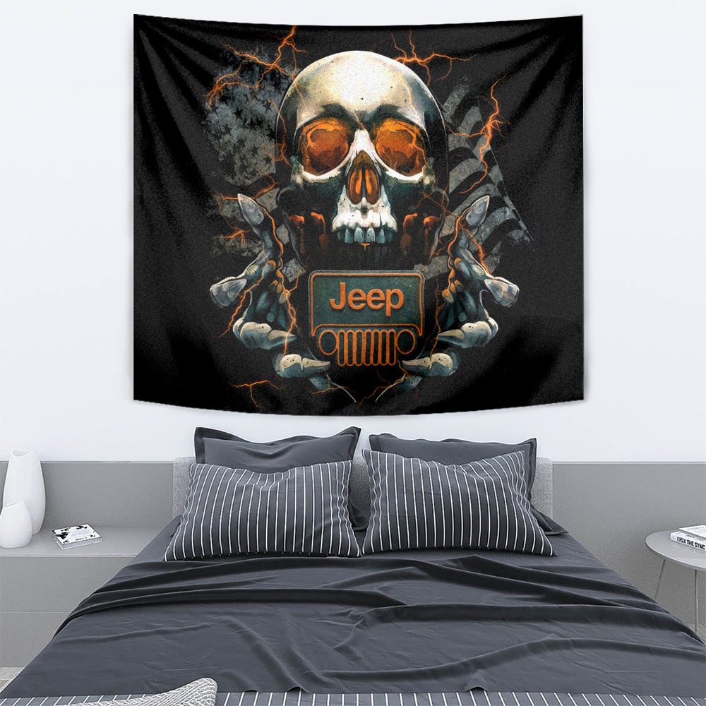 Skull Jeep Tapestry Skull Flag Jeep Life DT01 Skull Jeep Tapestry Skull Flag Jeep Life DT01