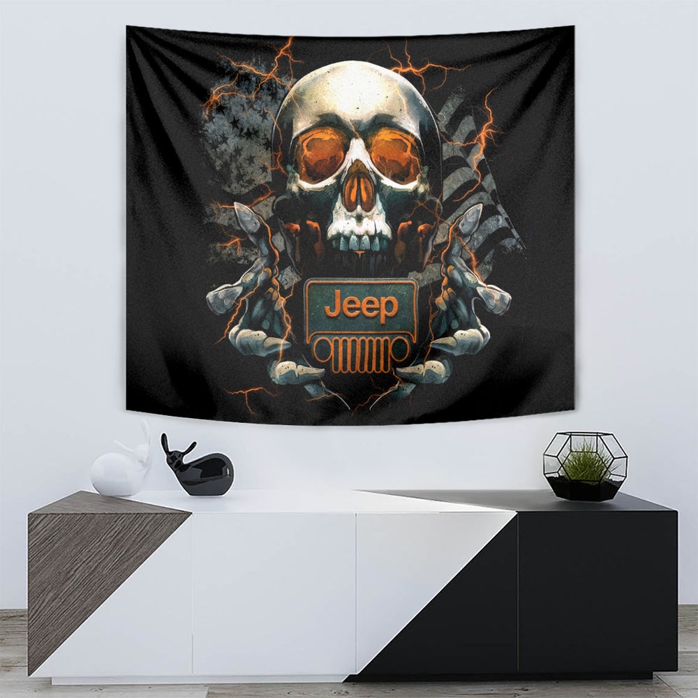 Skull Jeep Tapestry Skull Flag Jeep Life DT01 Skull Jeep Tapestry Skull Flag Jeep Life DT01