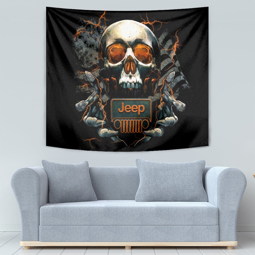 Skull Jeep Tapestry Skull Flag Jeep Life DT01 Skull Jeep Tapestry Skull Flag Jeep Life DT01