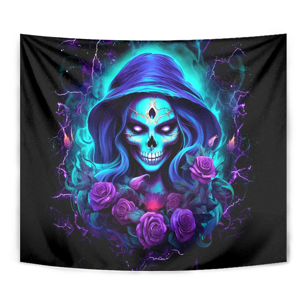 Skull Lady Tapestry Rose Skull She Whispered Back Iam The Storm DT01 Skull Lady Tapestry Rose Skull She Whispered Back Iam The Storm DT01