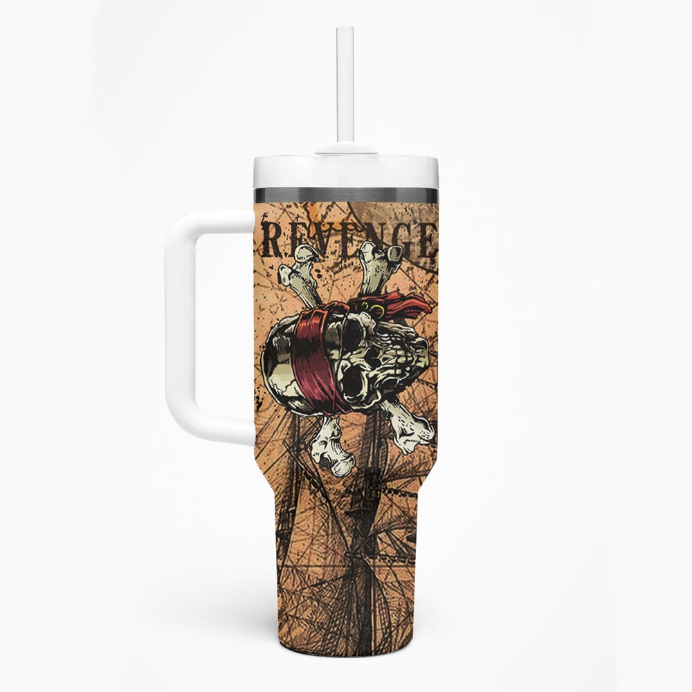 Skull Pirate Tumbler With Handle Revenge Vintage Style Art TS04