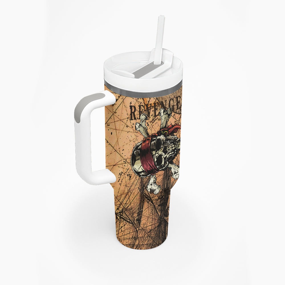 Skull Pirate Tumbler With Handle Revenge Vintage Style Art TS04
