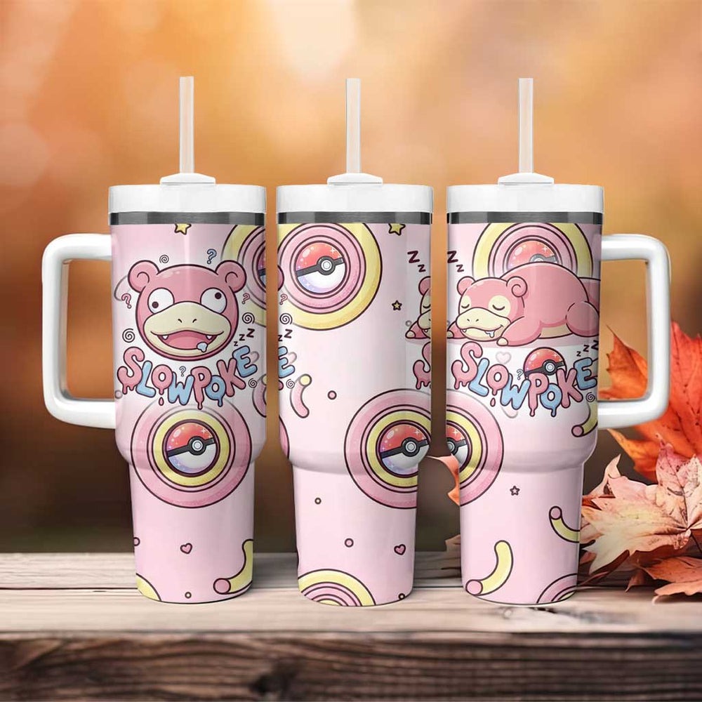 Slowpoke Tumbler With Handle Sleepy Bubblegum Daydream Art TS04 Slowpoke Tumbler With Handle Sleepy Bubblegum Daydream Art TS04