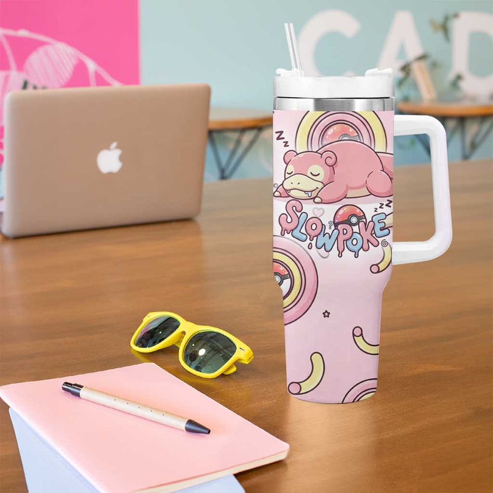 Slowpoke Tumbler With Handle Sleepy Bubblegum Daydream Art TS04 Slowpoke Tumbler With Handle Sleepy Bubblegum Daydream Art TS04