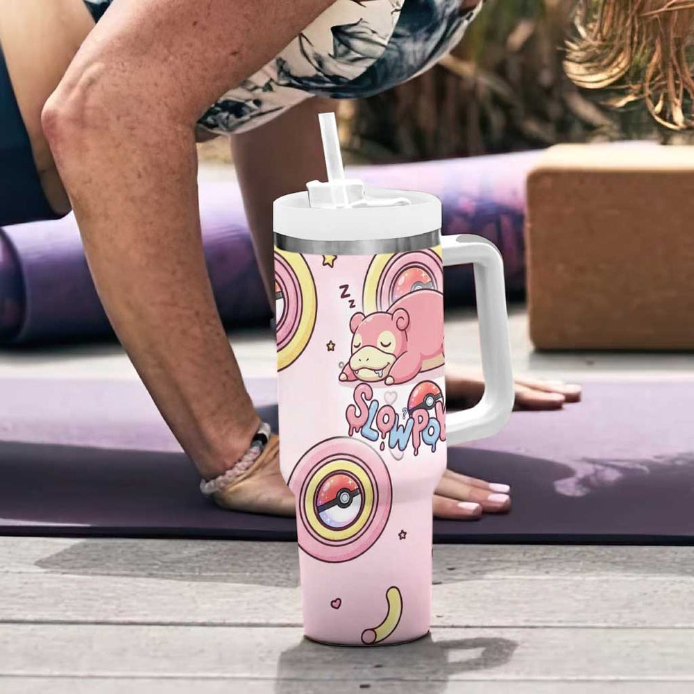 Slowpoke Tumbler With Handle Sleepy Bubblegum Daydream Art TS04 Slowpoke Tumbler With Handle Sleepy Bubblegum Daydream Art TS04