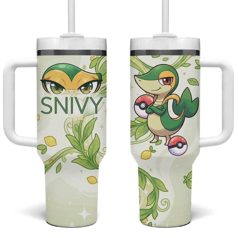 Snivy Tumbler With Handle Elegant Botanical Art Nouveau Style TS04 Snivy Tumbler With Handle Elegant Botanical Art Nouveau Style TS04