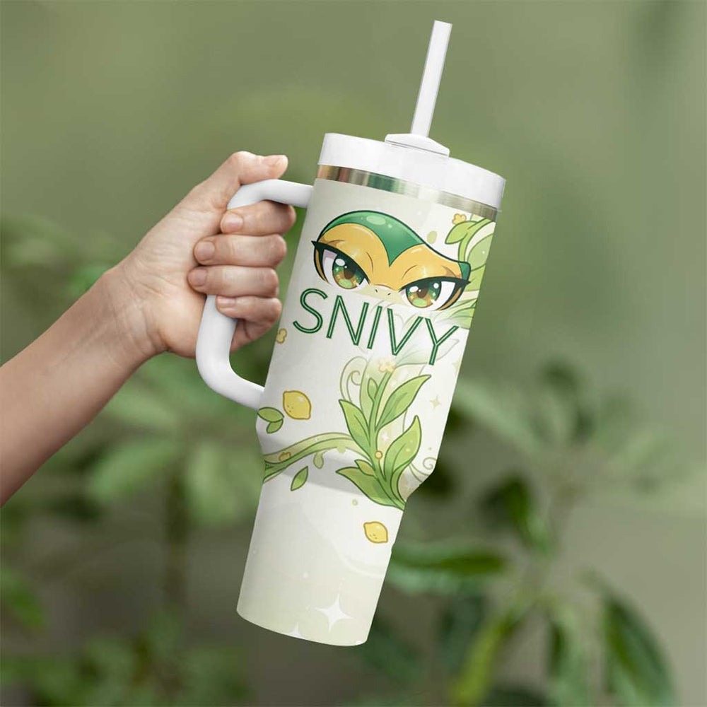 Snivy Tumbler With Handle Elegant Botanical Art Nouveau Style TS04 Snivy Tumbler With Handle Elegant Botanical Art Nouveau Style TS04