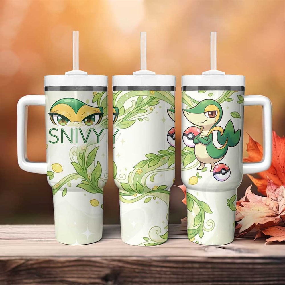 Snivy Tumbler With Handle Elegant Botanical Art Nouveau Style TS04 Snivy Tumbler With Handle Elegant Botanical Art Nouveau Style TS04