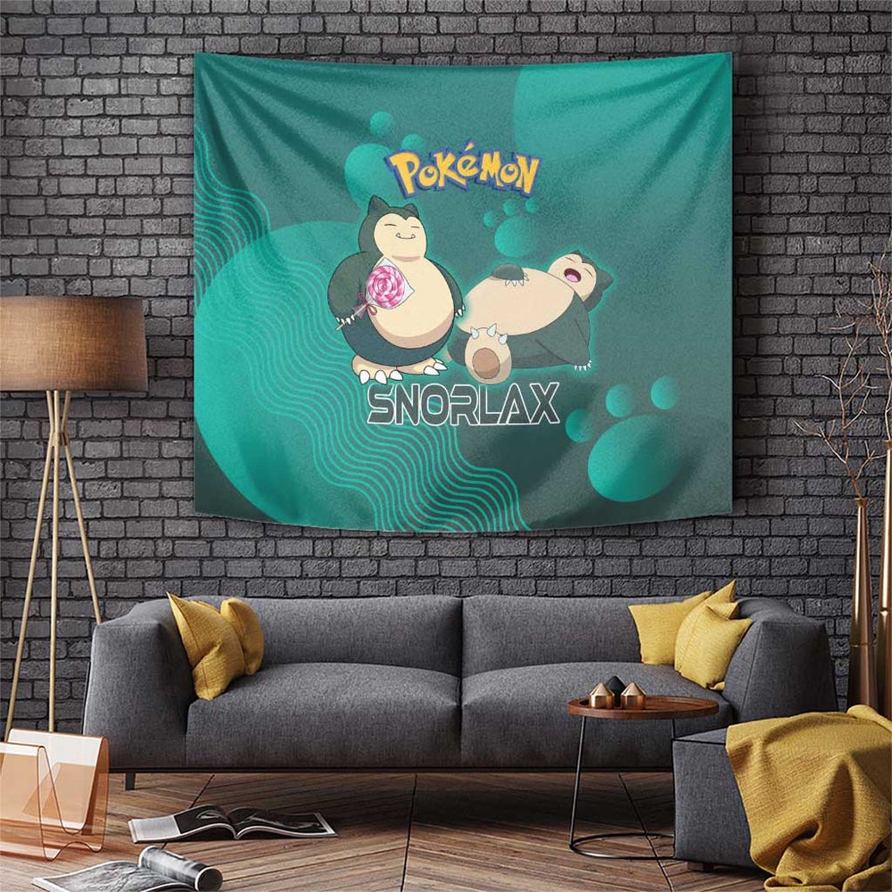 Snorlax Poké Tapestry Chill Mint Cartoon Bubble Style TS04