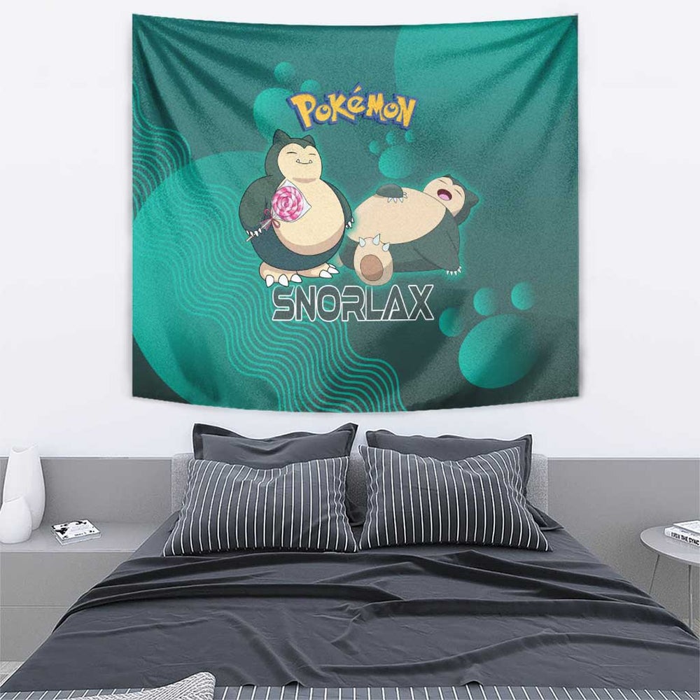 Snorlax Poké Tapestry Chill Mint Cartoon Bubble Style TS04