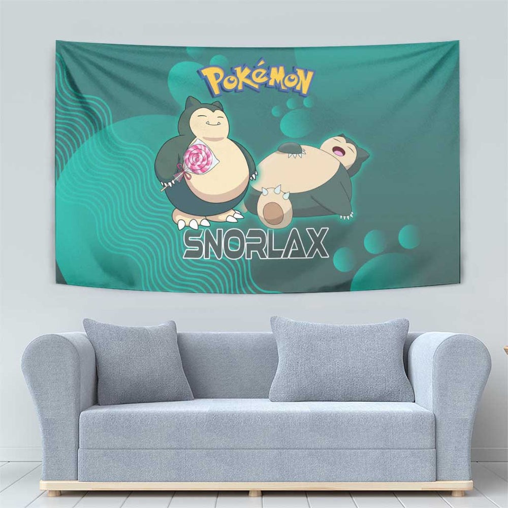 Snorlax Poké Tapestry Chill Mint Cartoon Bubble Style TS04