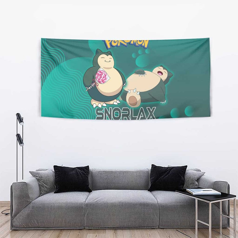 Snorlax Poké Tapestry Chill Mint Cartoon Bubble Style TS04