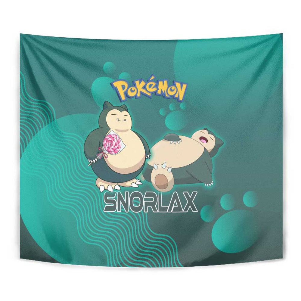 Snorlax Poké Tapestry Chill Mint Cartoon Bubble Style TS04