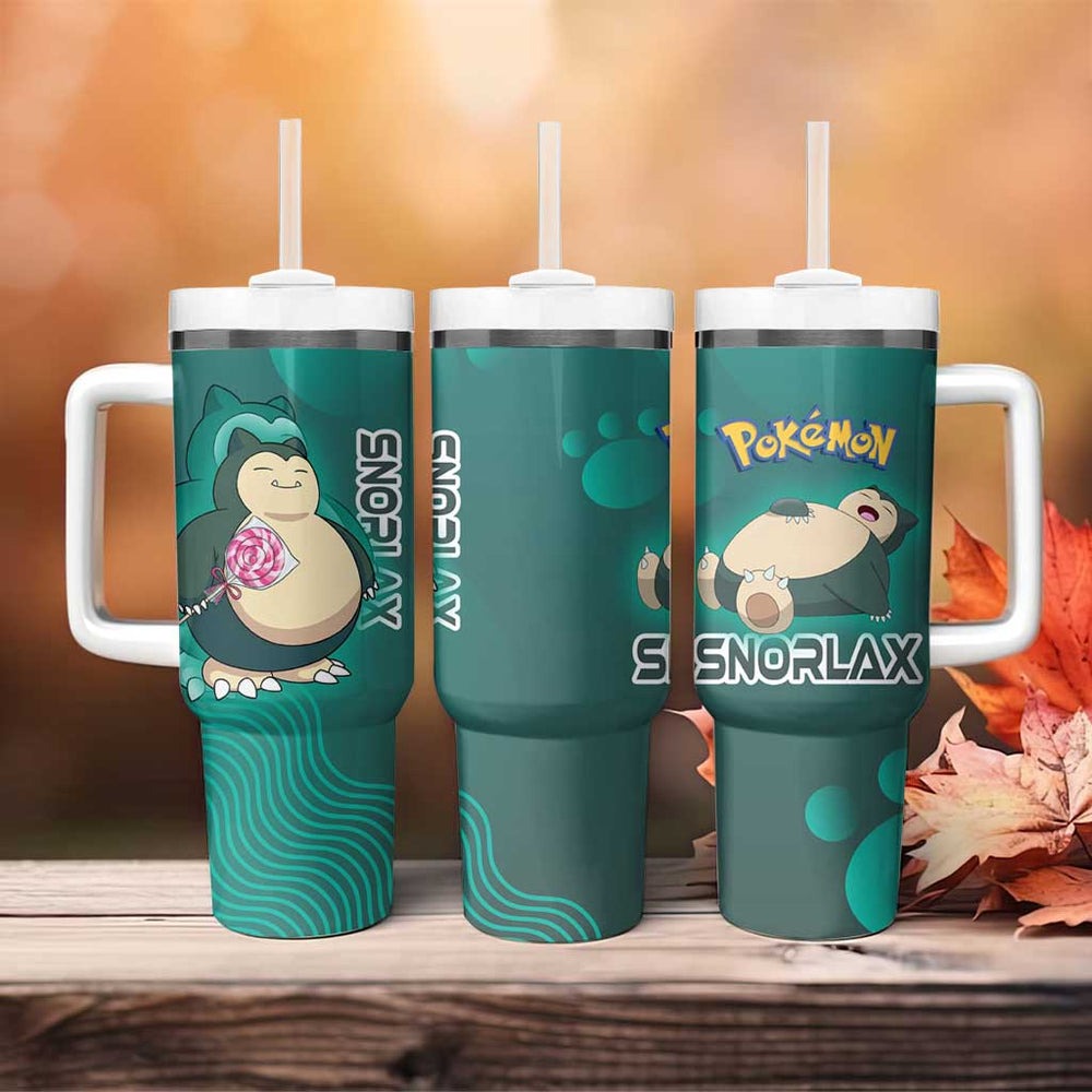 Snorlax Poké Tumbler With Handle Chill Mint Cartoon Bubble Style TS04 Snorlax Poké Tumbler With Handle Chill Mint Cartoon Bubble Style TS04