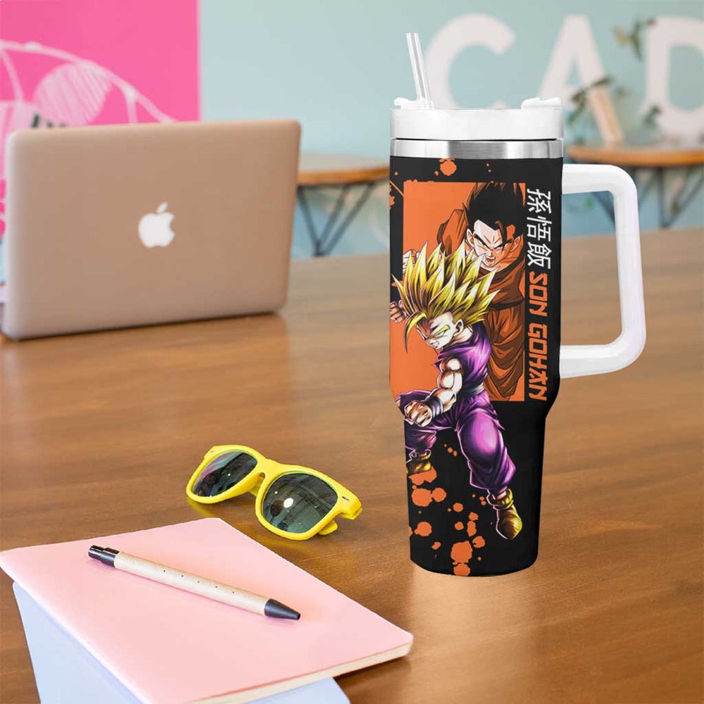 Son Gohan - Dragon Ball Tumbler With Handle Pattern Anime Mix Manga Style TS04 Son Gohan - Dragon Ball Tumbler With Handle Pattern Anime Mix Manga Style TS04