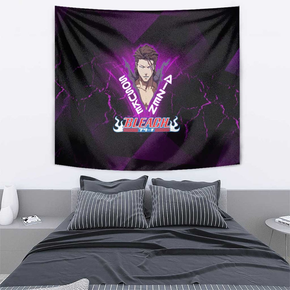 Sosuke Aizen Tapestry Neon Purple Anime Energy Aura Illustration TS04 Sosuke Aizen Tapestry Neon Purple Anime Energy Aura Illustration TS04