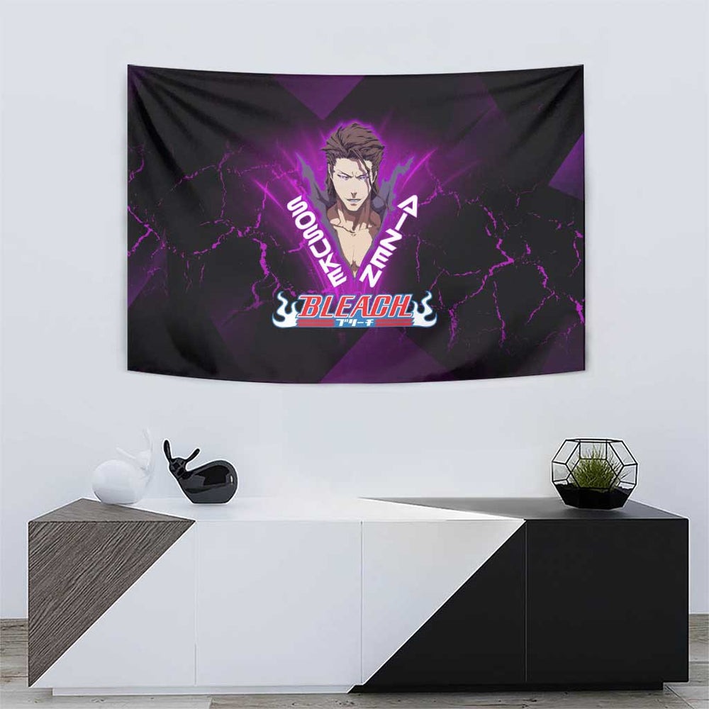 Sosuke Aizen Tapestry Neon Purple Anime Energy Aura Illustration TS04 Sosuke Aizen Tapestry Neon Purple Anime Energy Aura Illustration TS04