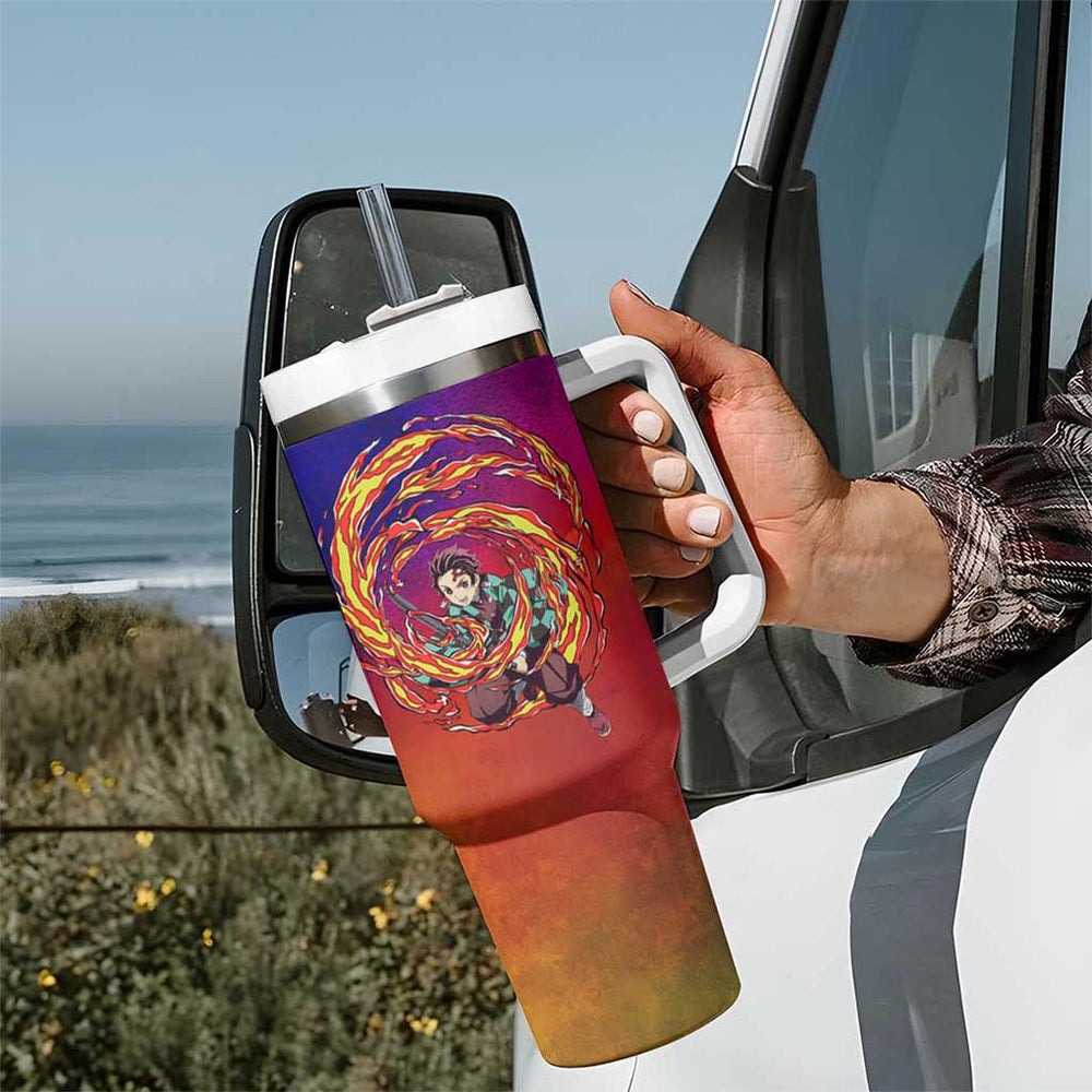 Space Samurai Tanjiro Demon Slayer Tumbler With Handle Anime Mix Abstracs Style TS04 Space Samurai Tanjiro Demon Slayer Tumbler With Handle Anime Mix Abstracs Style TS04