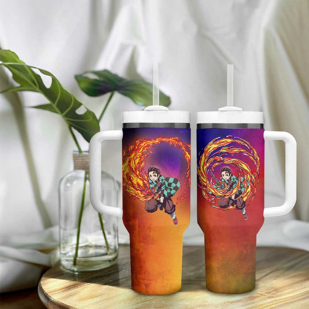 Space Samurai Tanjiro Demon Slayer Tumbler With Handle Anime Mix Abstracs Style TS04 Space Samurai Tanjiro Demon Slayer Tumbler With Handle Anime Mix Abstracs Style TS04